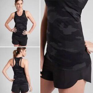 Athleta Speedlight Camo Black and Gray Fitted Racerback Tank Top Size Medium